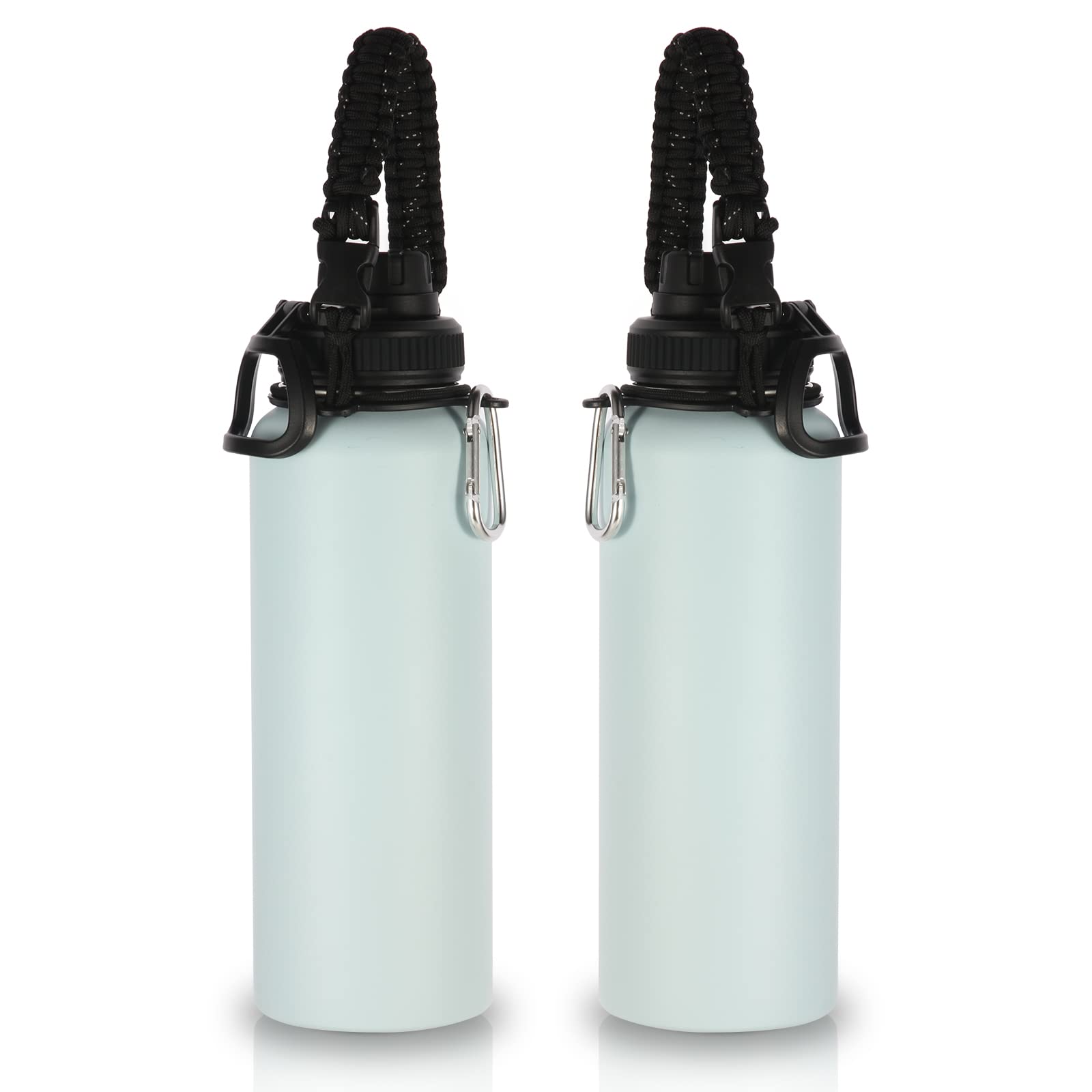 Volhoply Insulated Water Bottles Bulk 8 Pack, 40 oz Steel Sports Bottle with Paracord Handle & Spout Lid, Double Wall Vacuum Water Cups with Wide Mouth,Reusable Large Water jug(Eight Color,8 Set)