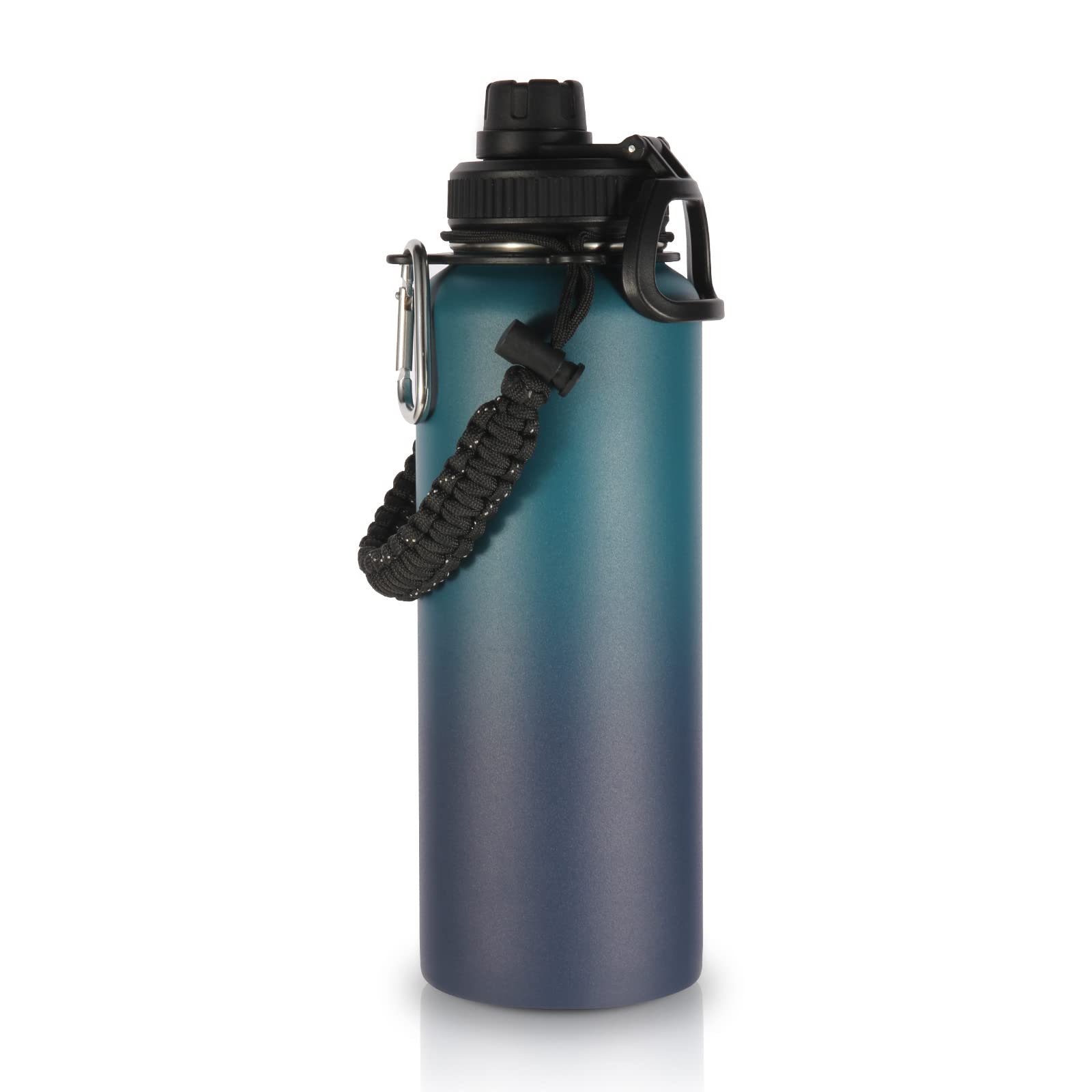 Volhoply Insulated Water Bottles Bulk 8 Pack, 40 oz Steel Sports Bottle with Paracord Handle & Spout Lid, Double Wall Vacuum Water Cups with Wide Mouth,Reusable Large Water jug(Eight Color,8 Set)