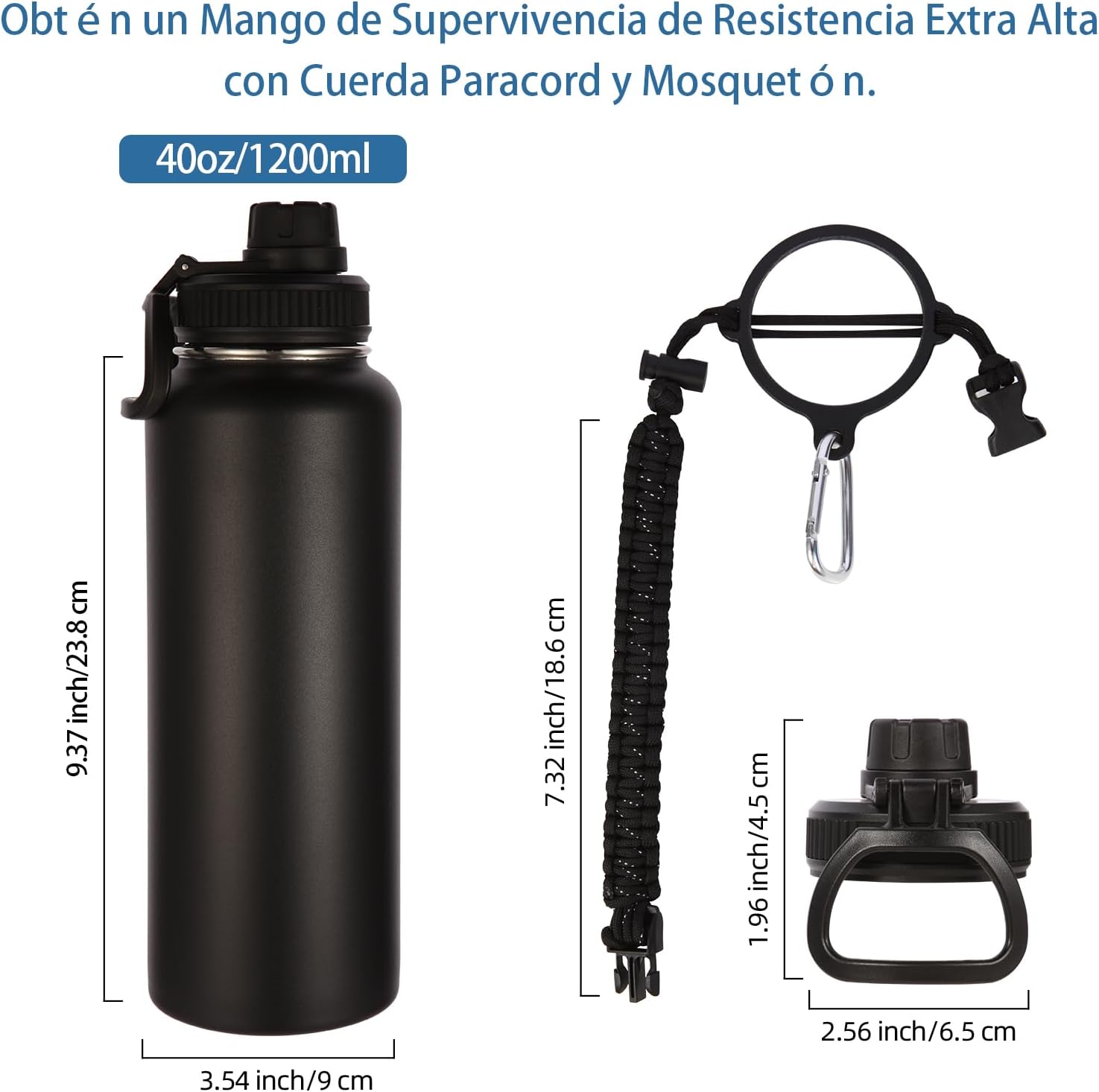 Volhoply Insulated Water Bottles Bulk 8 Pack, 40 oz Steel Sports Bottle with Paracord Handle & Spout Lid, Double Wall Vacuum Water Cups with Wide Mouth,Reusable Large Water jug(Eight Color,8 Set)