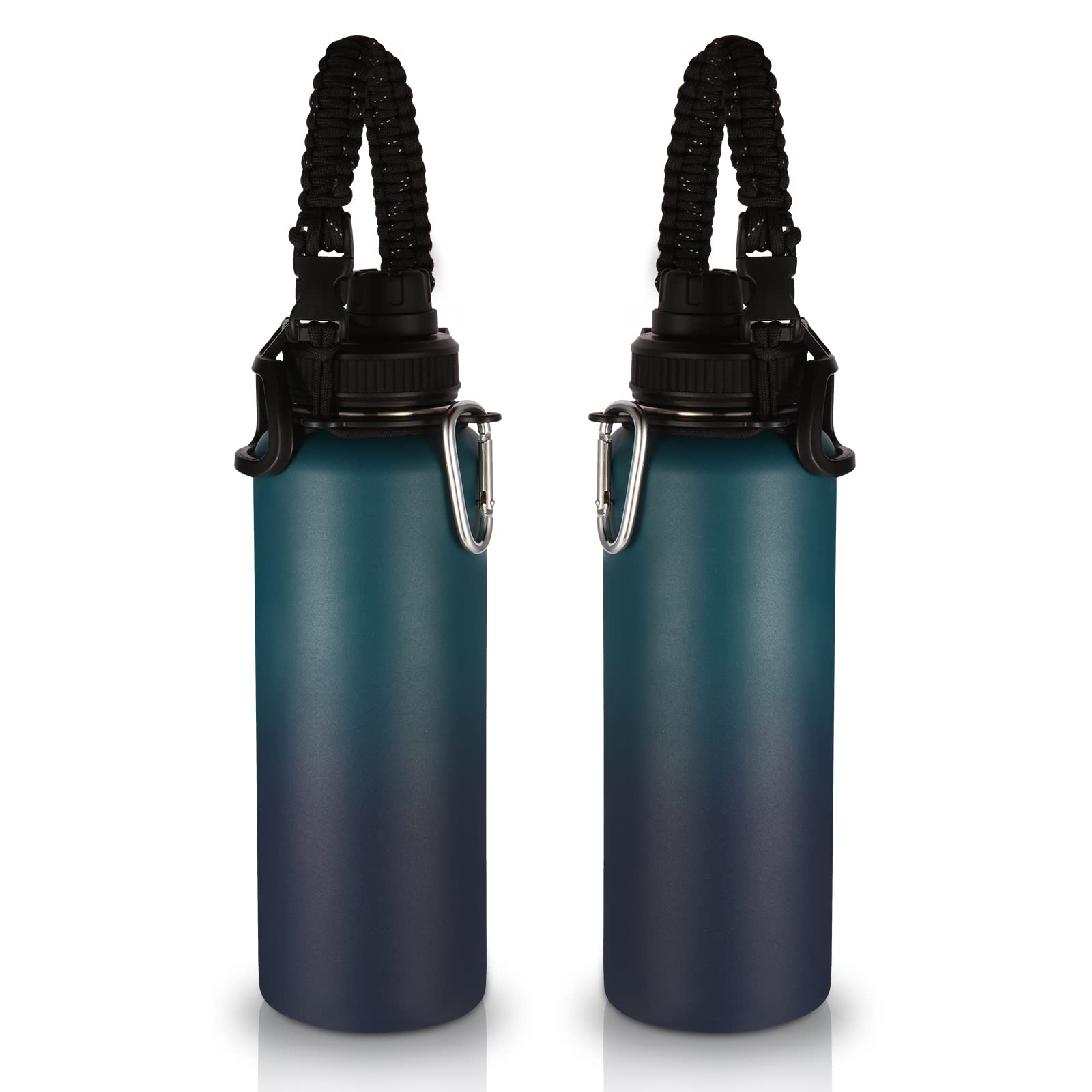 Volhoply Insulated Water Bottles Bulk 8 Pack, 40 oz Steel Sports Bottle with Paracord Handle & Spout Lid, Double Wall Vacuum Water Cups with Wide Mouth,Reusable Large Water jug(Eight Color,8 Set)