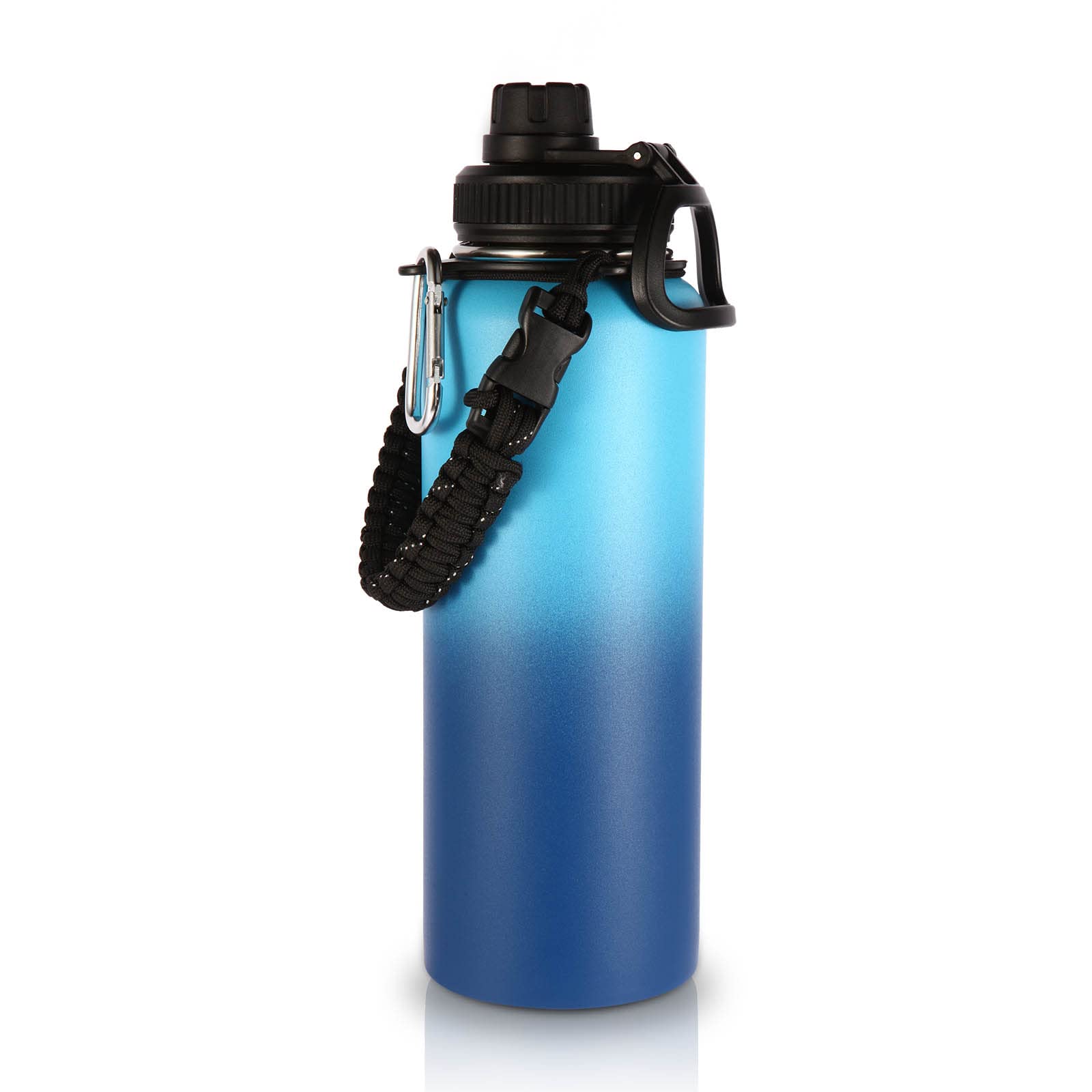 Volhoply Insulated Water Bottles Bulk 8 Pack, 40 oz Steel Sports Bottle with Paracord Handle & Spout Lid, Double Wall Vacuum Water Cups with Wide Mouth,Reusable Large Water jug(Eight Color,8 Set)