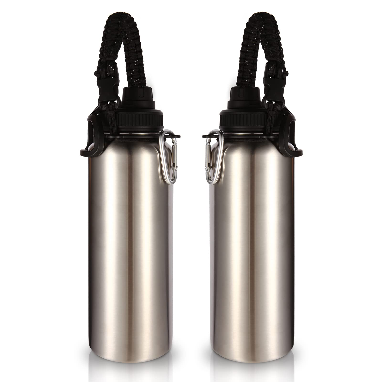 Volhoply Insulated Water Bottles Bulk 8 Pack, 40 oz Steel Sports Bottle with Paracord Handle & Spout Lid, Double Wall Vacuum Water Cups with Wide Mouth,Reusable Large Water jug(Eight Color,8 Set)