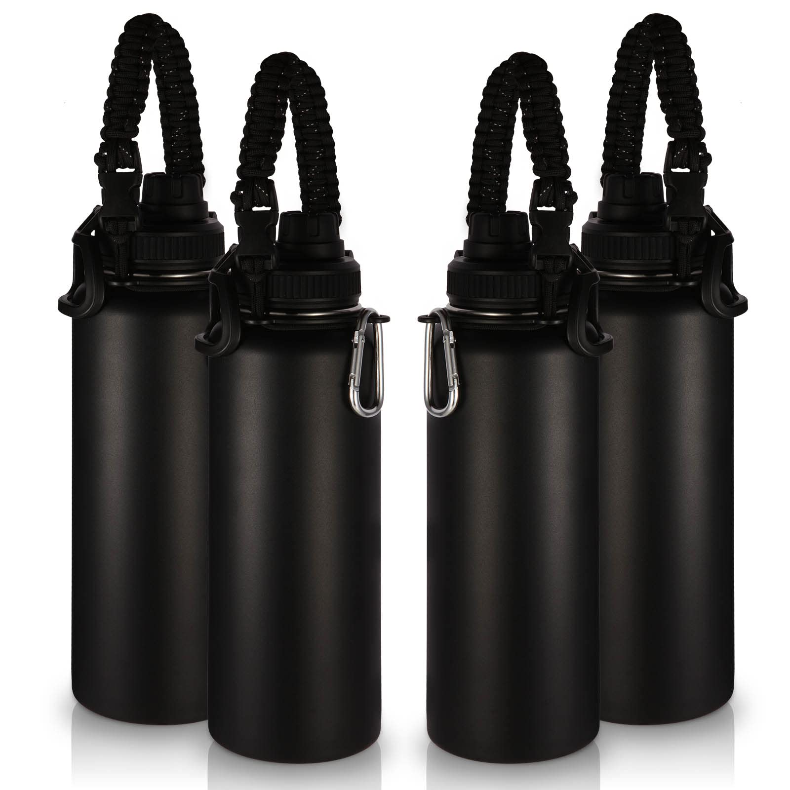 Volhoply Insulated Water Bottles Bulk 8 Pack, 40 oz Steel Sports Bottle with Paracord Handle & Spout Lid, Double Wall Vacuum Water Cups with Wide Mouth,Reusable Large Water jug(Eight Color,8 Set)