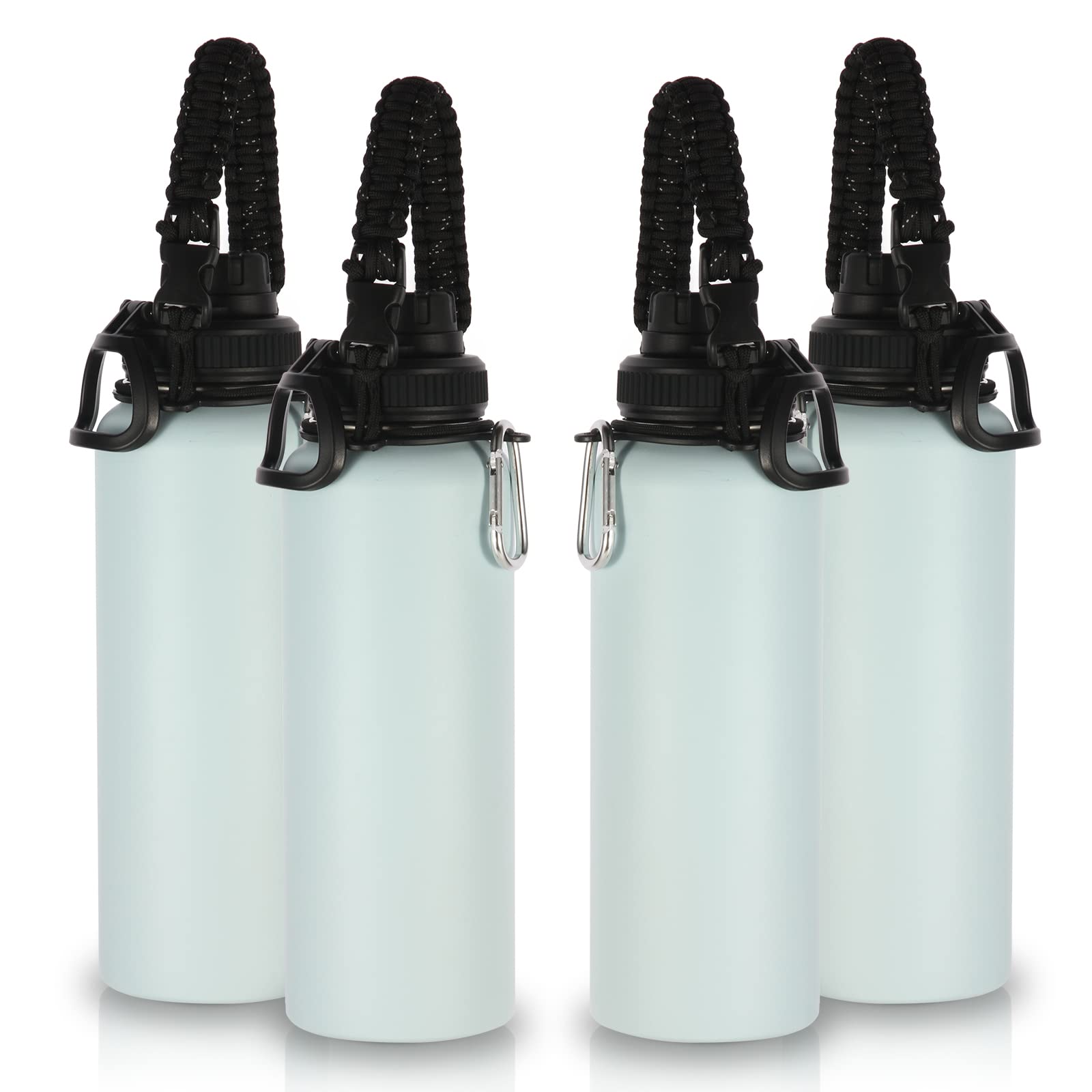 Volhoply Insulated Water Bottles Bulk 8 Pack, 40 oz Steel Sports Bottle with Paracord Handle & Spout Lid, Double Wall Vacuum Water Cups with Wide Mouth,Reusable Large Water jug(Eight Color,8 Set)