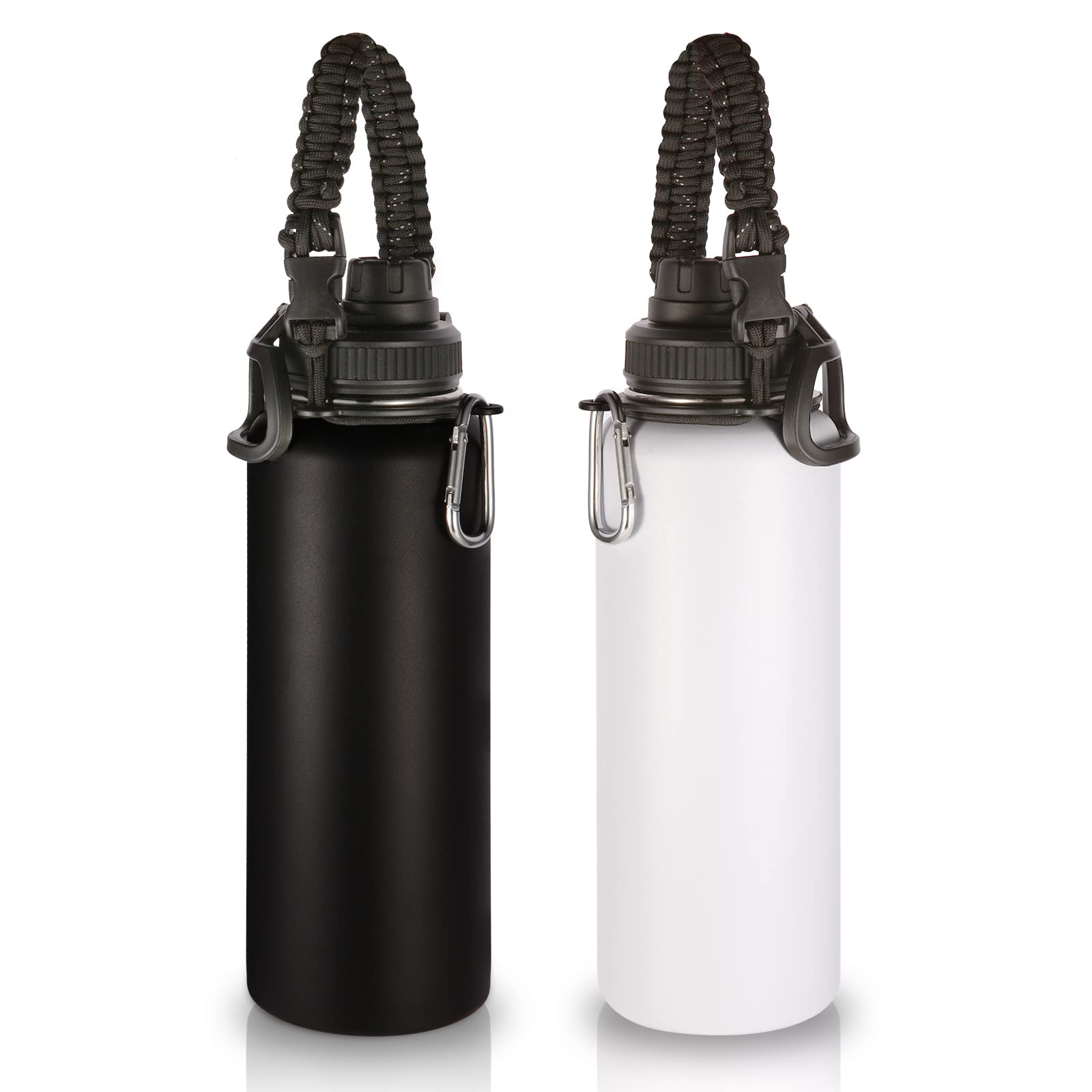 Volhoply Insulated Water Bottles Bulk 8 Pack, 40 oz Steel Sports Bottle with Paracord Handle & Spout Lid, Double Wall Vacuum Water Cups with Wide Mouth,Reusable Large Water jug(Eight Color,8 Set)