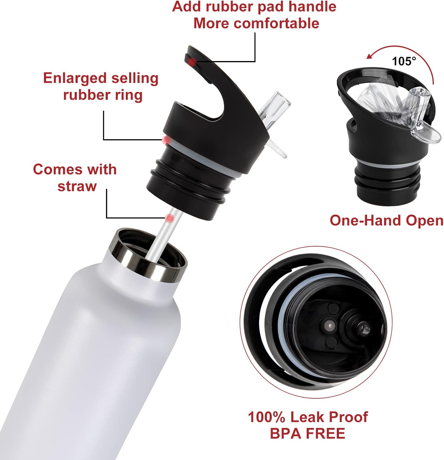 Neihepal 24oz Insulated Water Bottles Bulk 8 Pack,Stainless Steel Double Wall Sport Bottle with Straw Lid,Metal Cup Reusable Thermoses with Hand Cap for School,Cyclists,Hikers,Gift(Mix Color,8 Count)