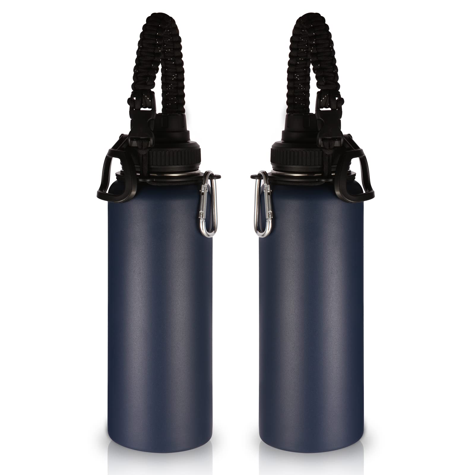 Volhoply Insulated Water Bottles Bulk 8 Pack, 40 oz Steel Sports Bottle with Paracord Handle & Spout Lid, Double Wall Vacuum Water Cups with Wide Mouth,Reusable Large Water jug(Eight Color,8 Set)