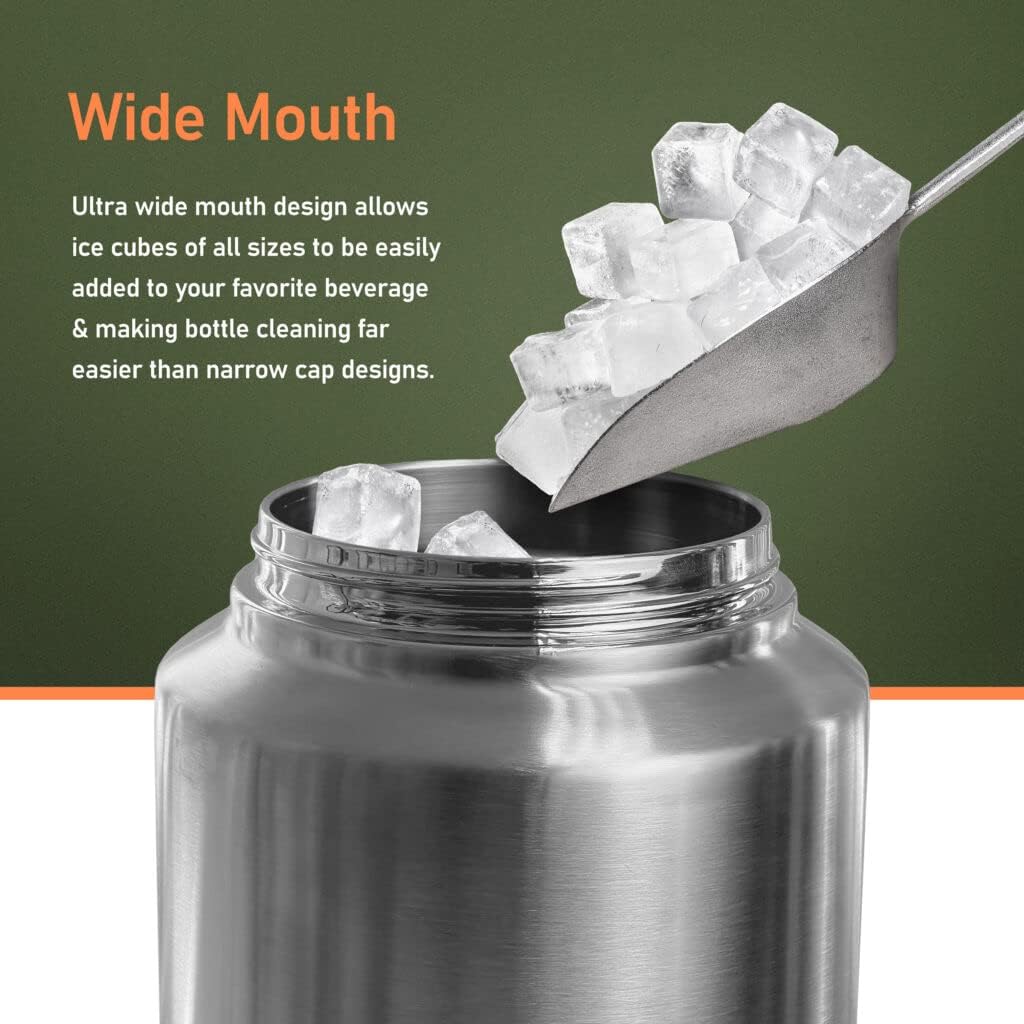 Insulated 1 Gallon Water Bottle with Sleeve - Stainless Steel Wide Mouth Growler with Tactical Carrying Bag - Insulation for Hot/Cold Drinks (128oz)