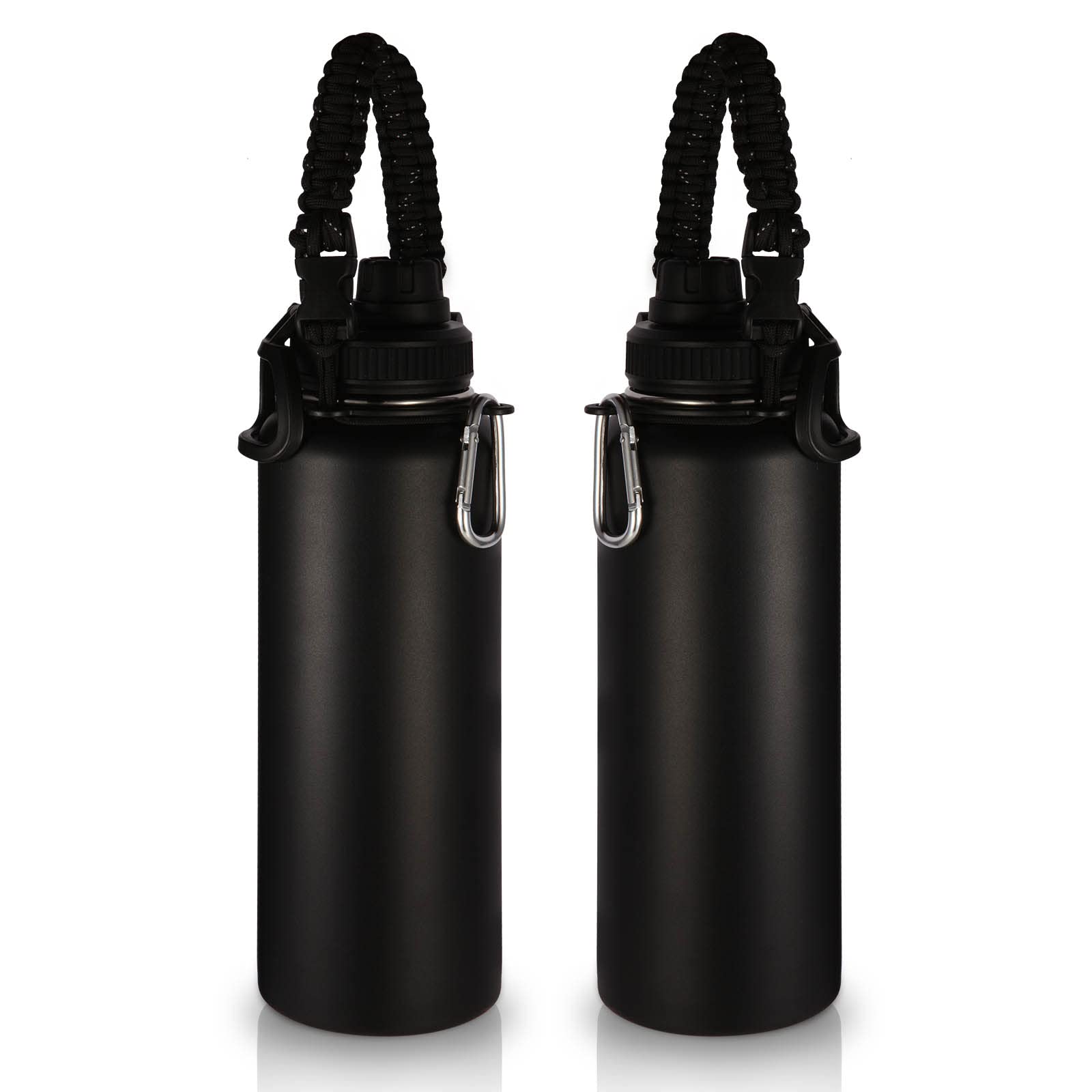 Volhoply Insulated Water Bottles Bulk 8 Pack, 40 oz Steel Sports Bottle with Paracord Handle & Spout Lid, Double Wall Vacuum Water Cups with Wide Mouth,Reusable Large Water jug(Eight Color,8 Set)