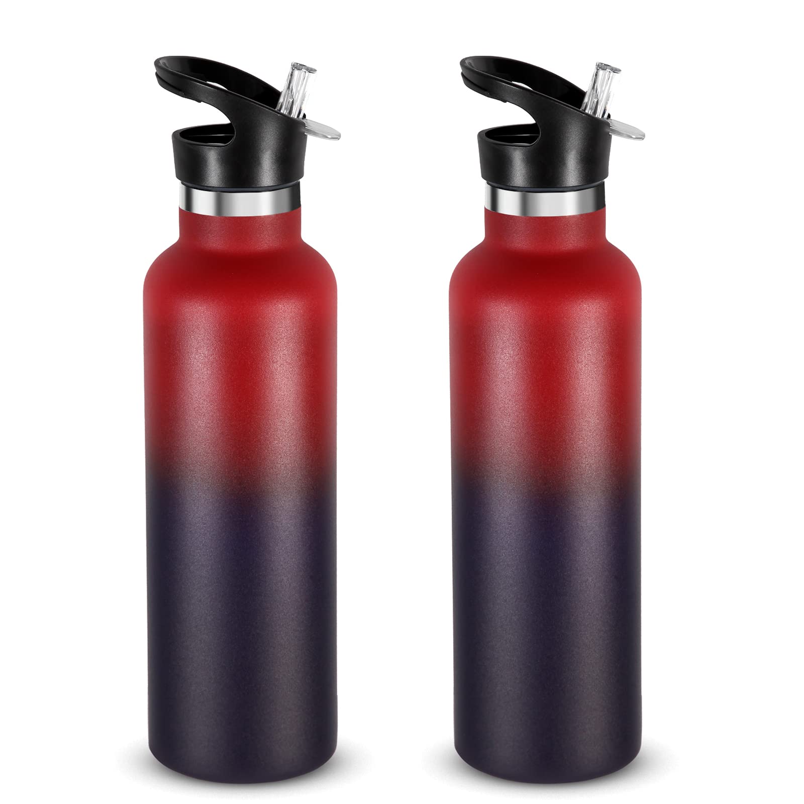 Neihepal 24oz Insulated Water Bottles Bulk 8 Pack,Stainless Steel Double Wall Sport Bottle with Straw Lid,Metal Cup Reusable Thermoses with Hand Cap for School,Cyclists,Hikers,Gift(Mix Color,8 Count)