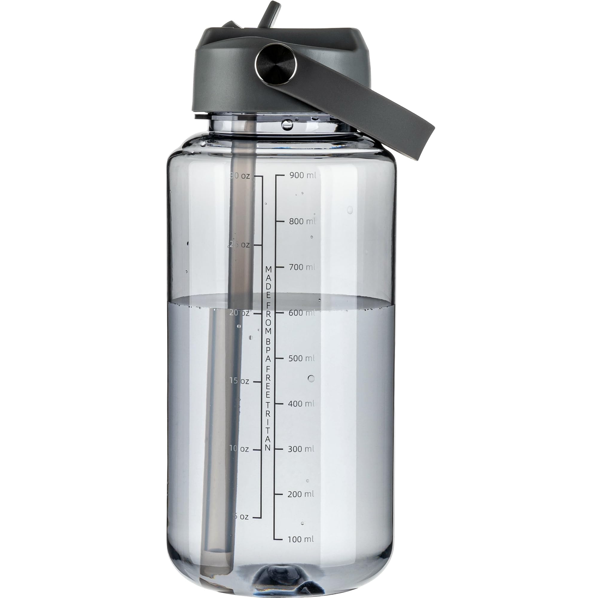 OLDLEY 32 oz Clear Water Bottle with Straw,Tritan BPA-Free, Wide Mouth, Leak Proof - for Gym, Travel, Home, School, Office (Army Green)