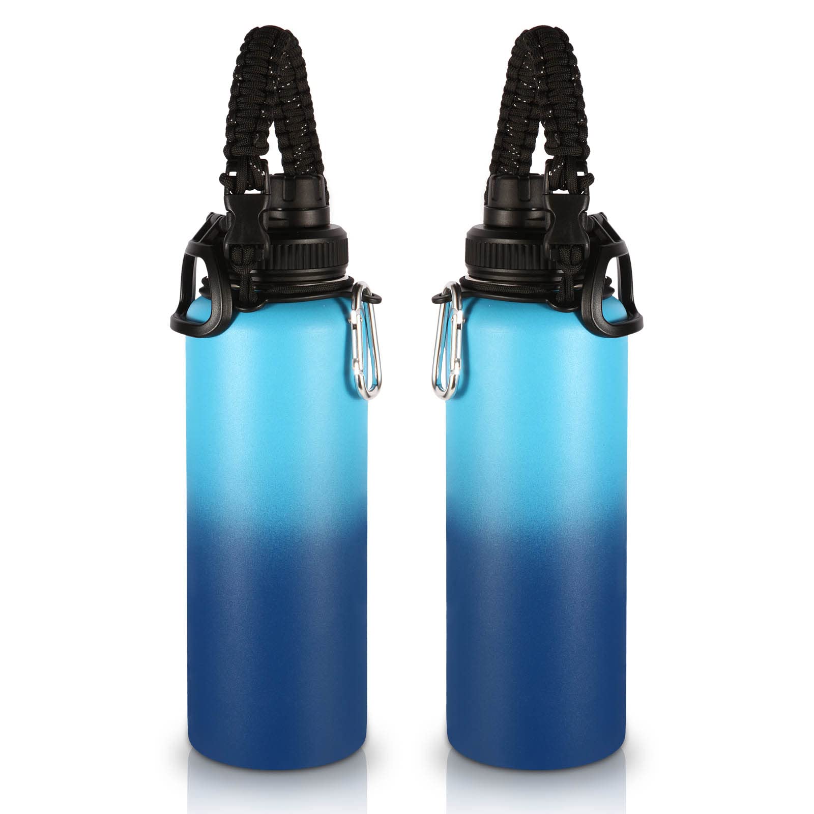 Volhoply Insulated Water Bottles Bulk 8 Pack, 40 oz Steel Sports Bottle with Paracord Handle & Spout Lid, Double Wall Vacuum Water Cups with Wide Mouth,Reusable Large Water jug(Eight Color,8 Set)