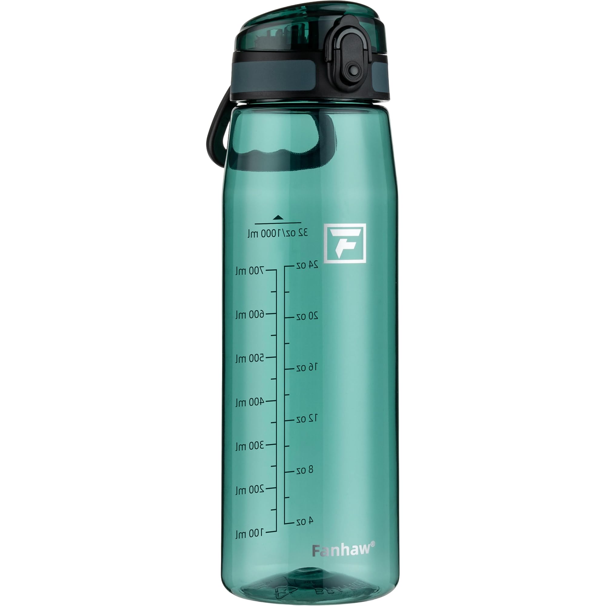 Fanhaw 32 oz Tritan Water Bottle with Chug Lid - Clear, BPA-Free, Lightweight, Wide Mouth, Leak-Proof, Perfect for Gym, Travel, School, Office, and Sports (Clear & Black)