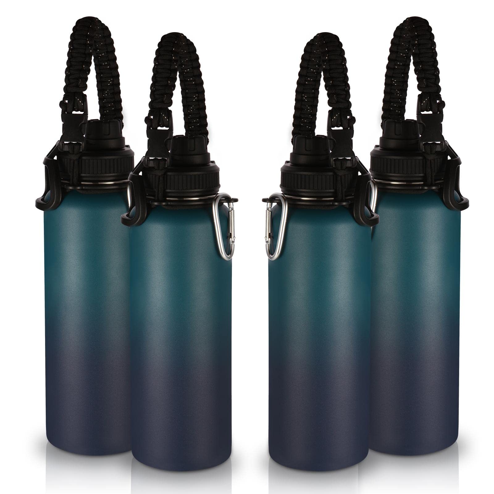 Volhoply Insulated Water Bottles Bulk 8 Pack, 40 oz Steel Sports Bottle with Paracord Handle & Spout Lid, Double Wall Vacuum Water Cups with Wide Mouth,Reusable Large Water jug(Eight Color,8 Set)