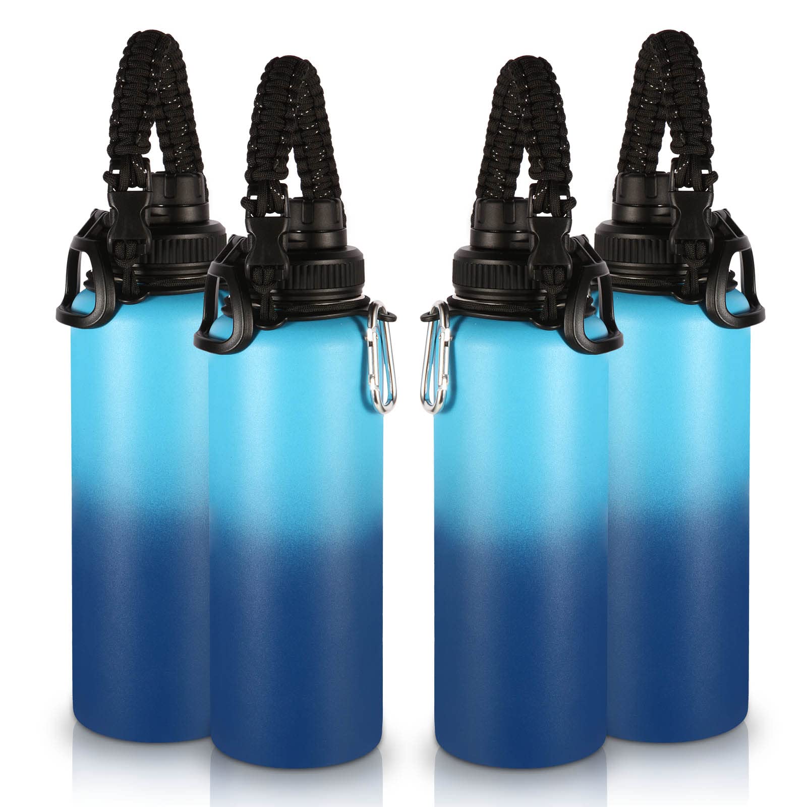 Volhoply Insulated Water Bottles Bulk 8 Pack, 40 oz Steel Sports Bottle with Paracord Handle & Spout Lid, Double Wall Vacuum Water Cups with Wide Mouth,Reusable Large Water jug(Eight Color,8 Set)