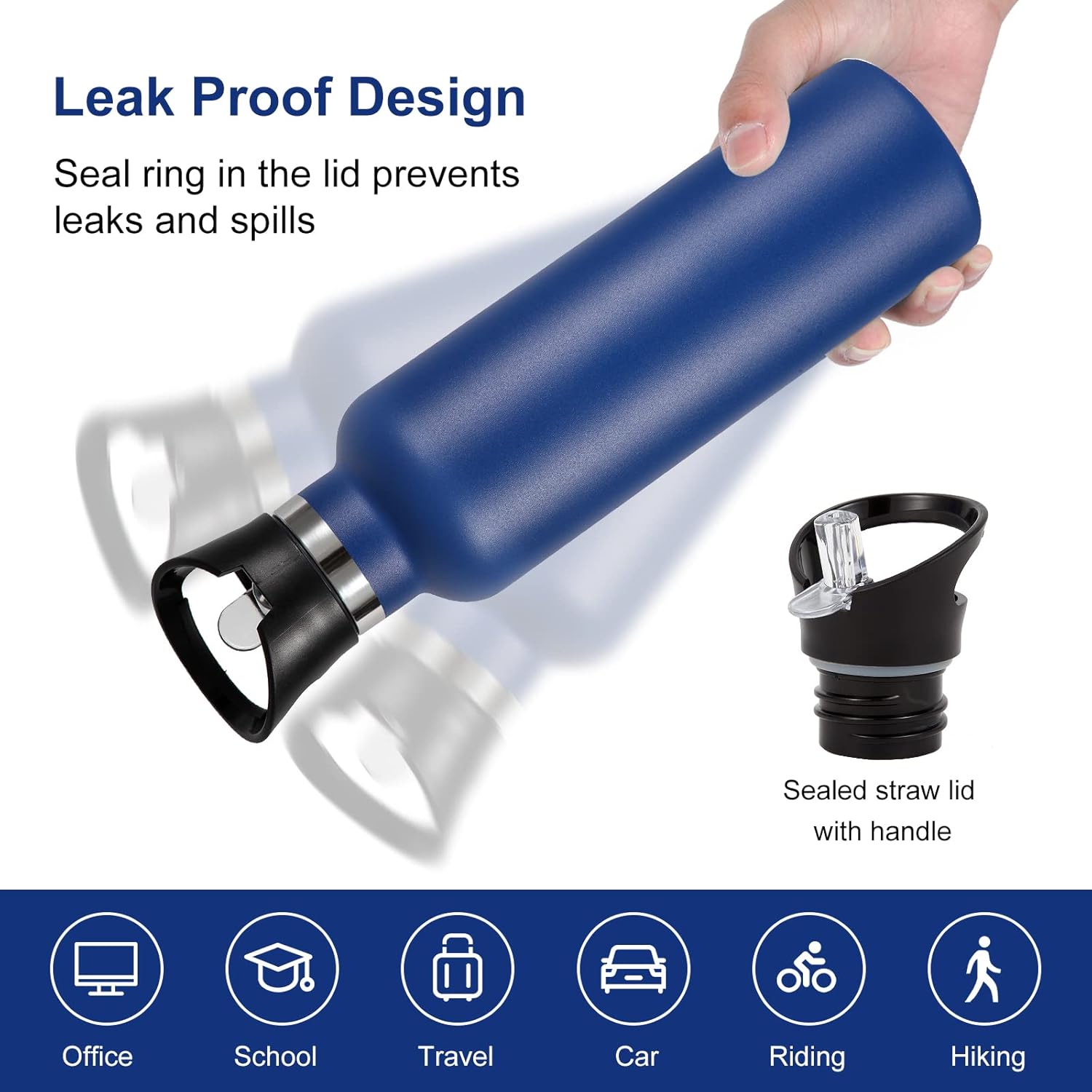 Neihepal 24oz Insulated Water Bottles Bulk 8 Pack,Stainless Steel Double Wall Sport Bottle with Straw Lid,Metal Cup Reusable Thermoses with Hand Cap for School,Cyclists,Hikers,Gift(Mix Color,8 Count)