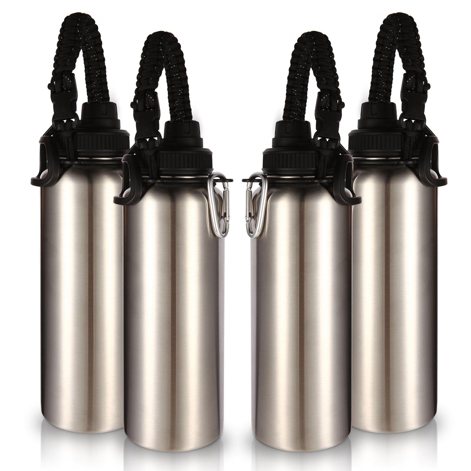 Volhoply Insulated Water Bottles Bulk 8 Pack, 40 oz Steel Sports Bottle with Paracord Handle & Spout Lid, Double Wall Vacuum Water Cups with Wide Mouth,Reusable Large Water jug(Eight Color,8 Set)