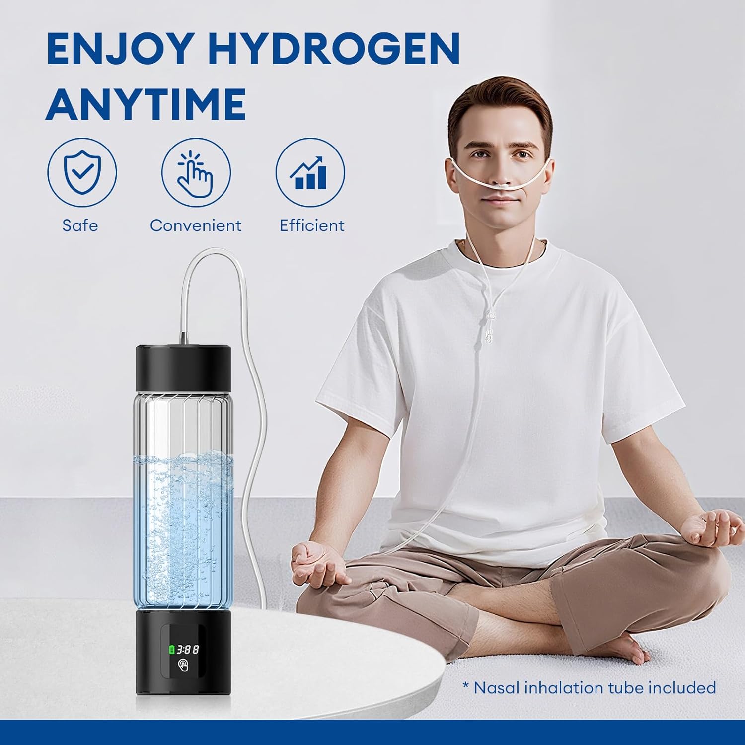 2025 Hydrogen Water Bottle Generator – 460ml Portable Hydrogen-Rich Water Maker, LED Display, 5-Min Fast 3000PPB, Rechargeable SPE/PEM Tech for Home, Office, Travel, Fitness