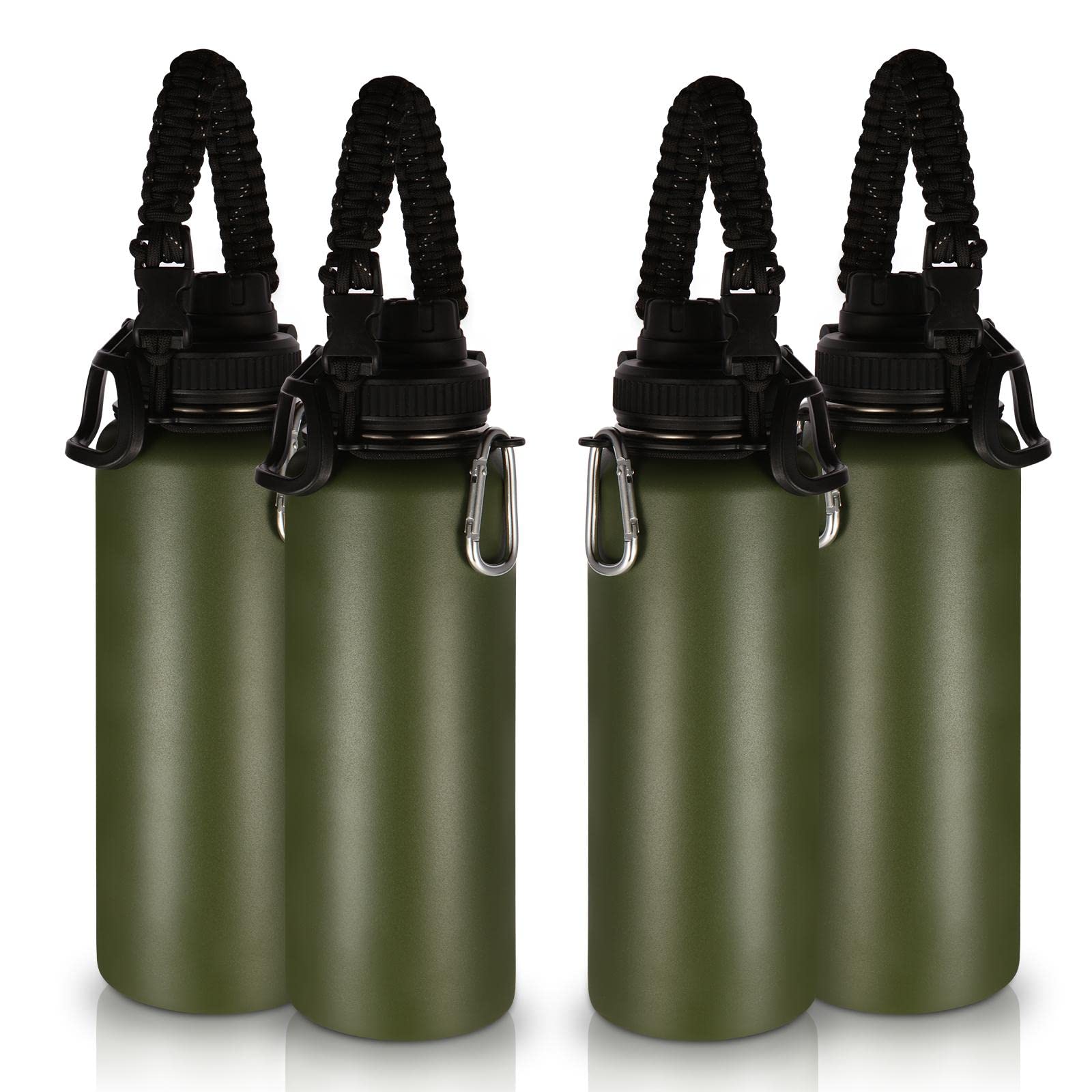 Volhoply Insulated Water Bottles Bulk 8 Pack, 40 oz Steel Sports Bottle with Paracord Handle & Spout Lid, Double Wall Vacuum Water Cups with Wide Mouth,Reusable Large Water jug(Eight Color,8 Set)