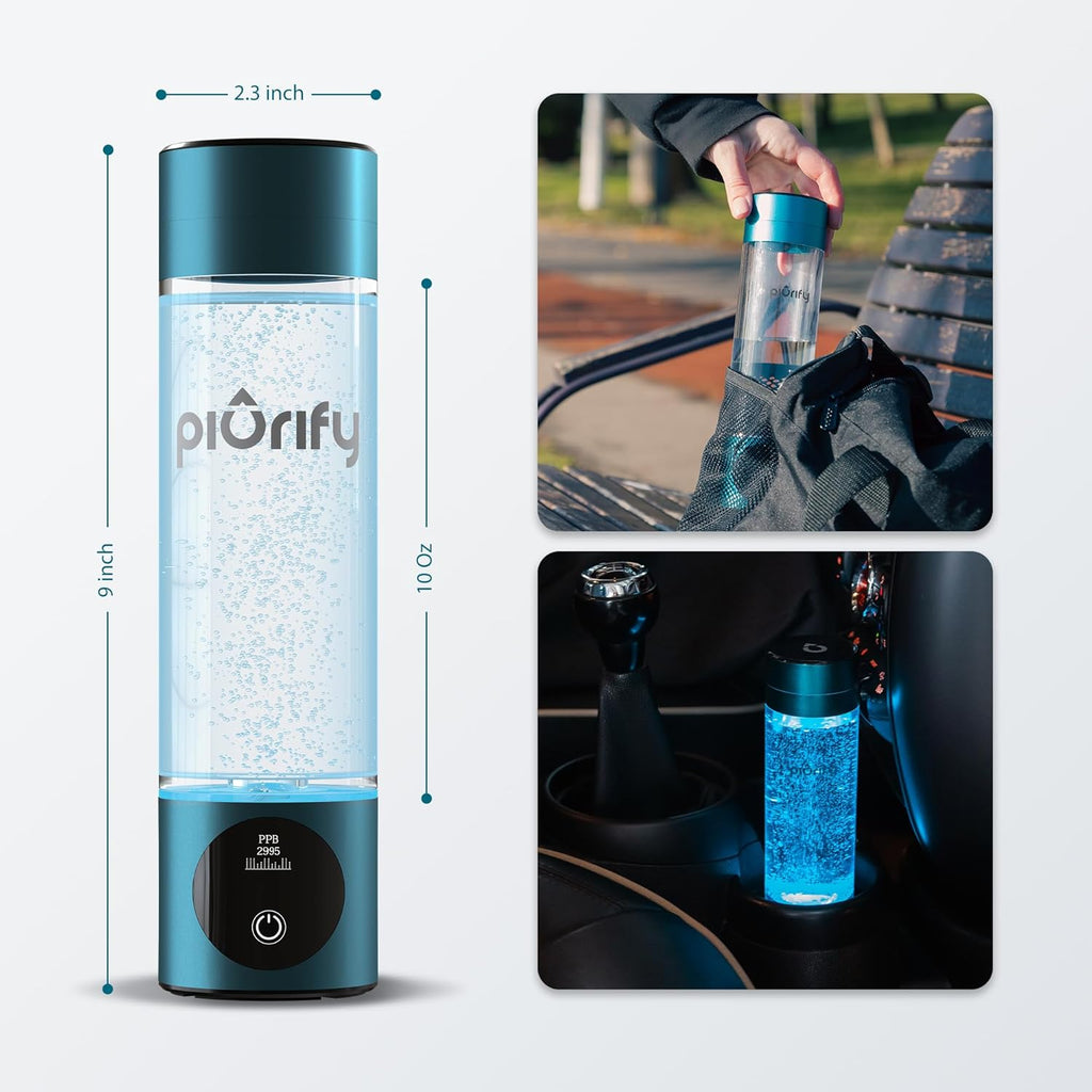 Hydrogen Water Bottle Generator - Up to 4100+ PPB Concentration - SPE/PEM Technology - Certified H2 Generator - Portable Athletic Performance & Hydration System - 6-Hour Hydrogen Retention