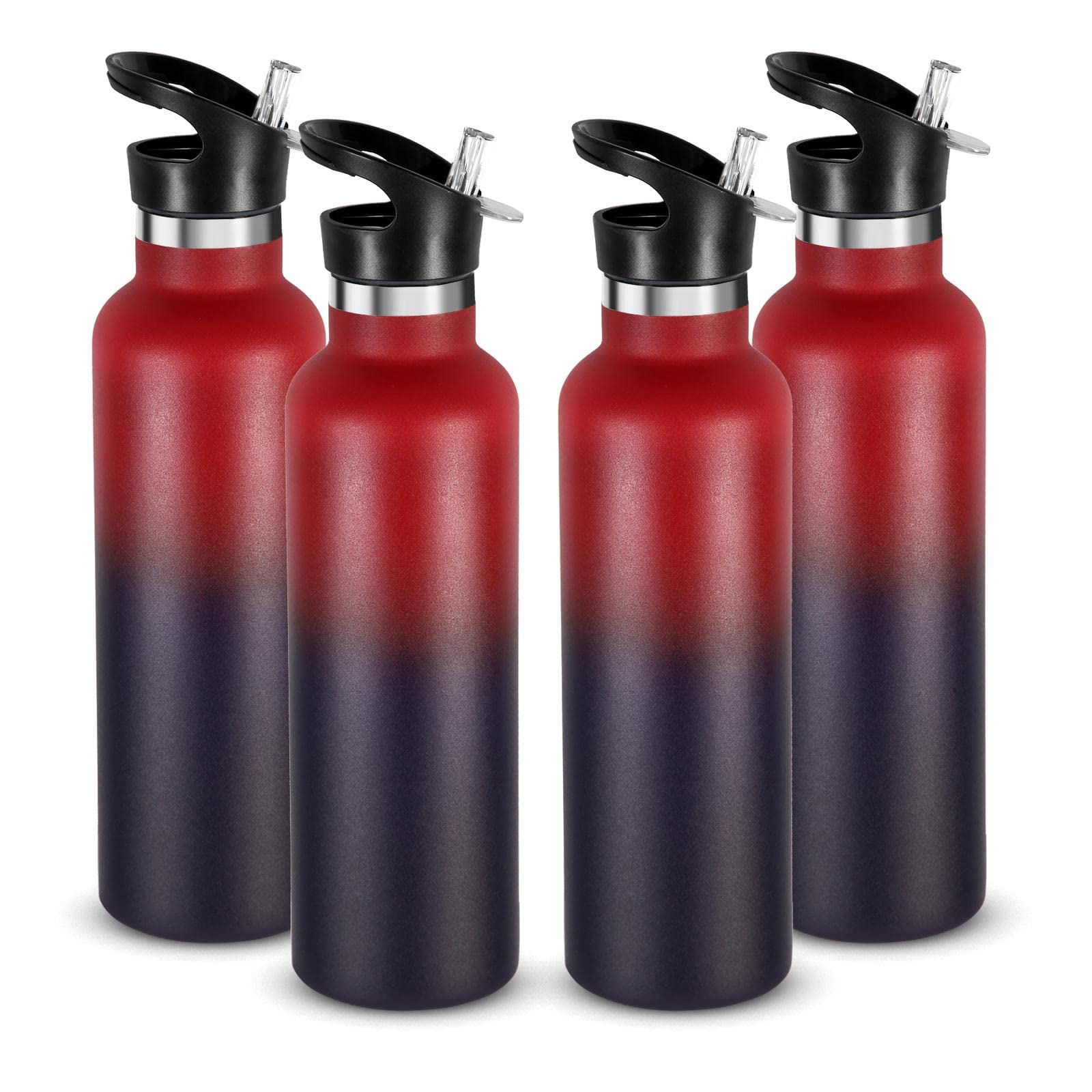 Neihepal 24oz Insulated Water Bottles Bulk 8 Pack,Stainless Steel Double Wall Sport Bottle with Straw Lid,Metal Cup Reusable Thermoses with Hand Cap for School,Cyclists,Hikers,Gift(Mix Color,8 Count)