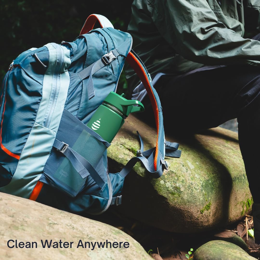 Clearly Filtered Water Bottle | Removes 220+ Contaminants, Double-Wall Insulated Stainless Steel, BPA/BPS Free, Phthalate Free, Filters Flouride Lead Chlorine (20oz, Bubble Gum)