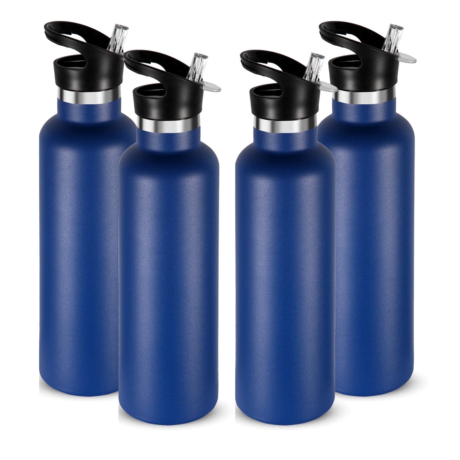 Neihepal 24oz Insulated Water Bottles Bulk 8 Pack,Stainless Steel Double Wall Sport Bottle with Straw Lid,Metal Cup Reusable Thermoses with Hand Cap for School,Cyclists,Hikers,Gift(Mix Color,8 Count)