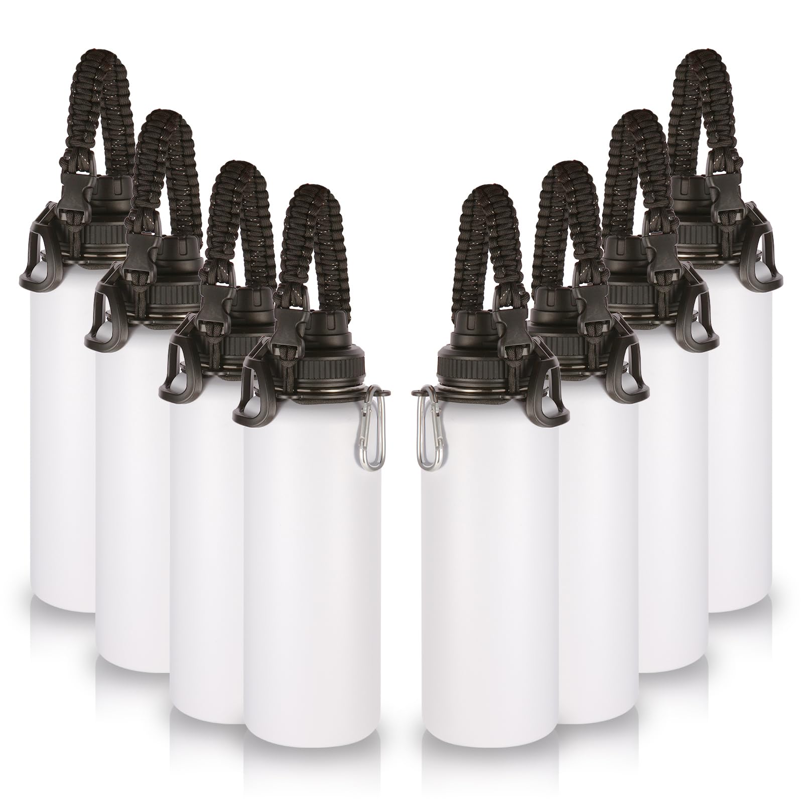 Volhoply Insulated Water Bottles Bulk 8 Pack, 40 oz Steel Sports Bottle with Paracord Handle & Spout Lid, Double Wall Vacuum Water Cups with Wide Mouth,Reusable Large Water jug(Eight Color,8 Set)