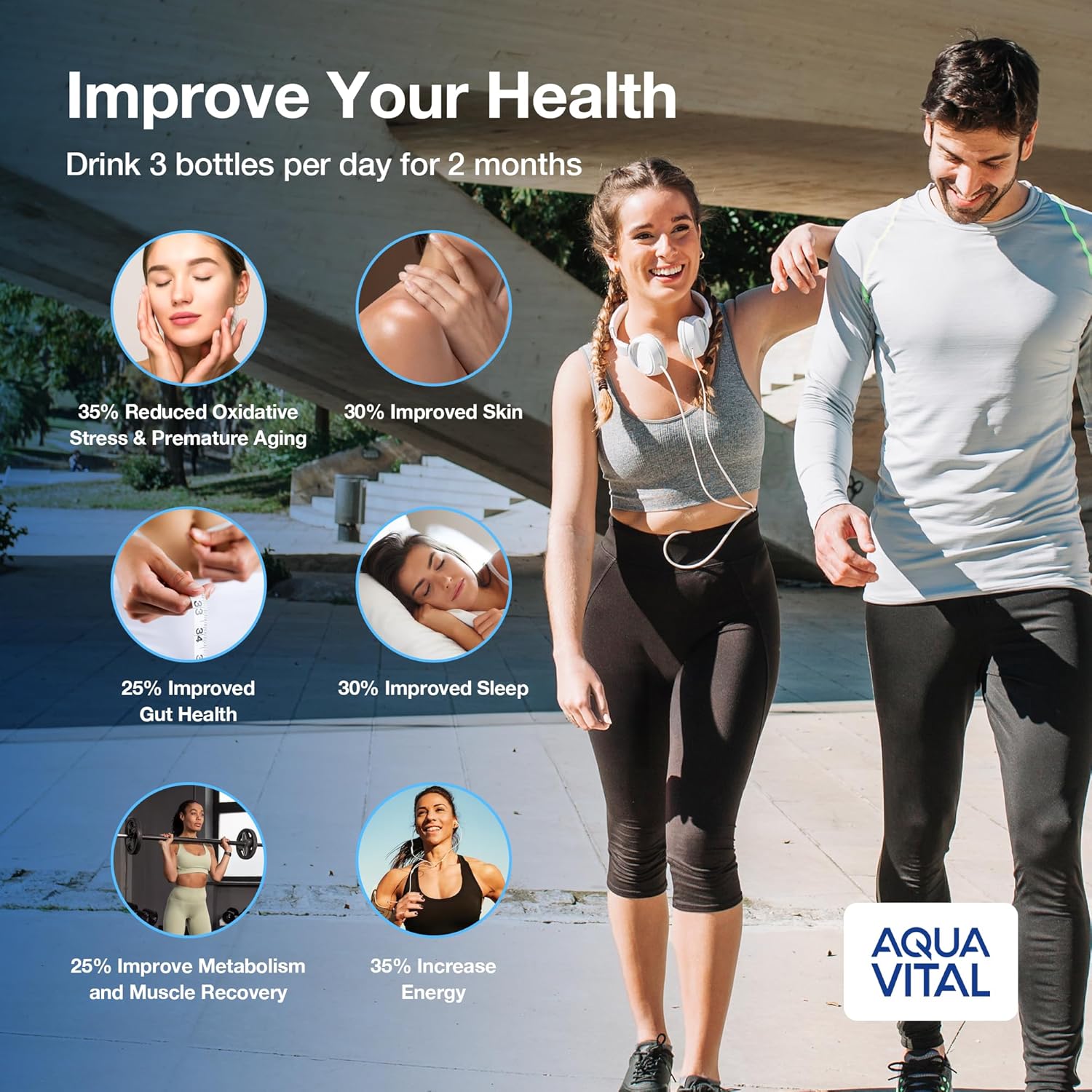 Aqua Vital Hydrogen Water Bottle 2025 Generator 16 oz/470 ml SPE-PEM Ionized H₂ Hydration Bottle USB-C Rechargeable Glass Flask with Auto Shut-Off Portable Sports & Travel Hydrogenated Water Machine