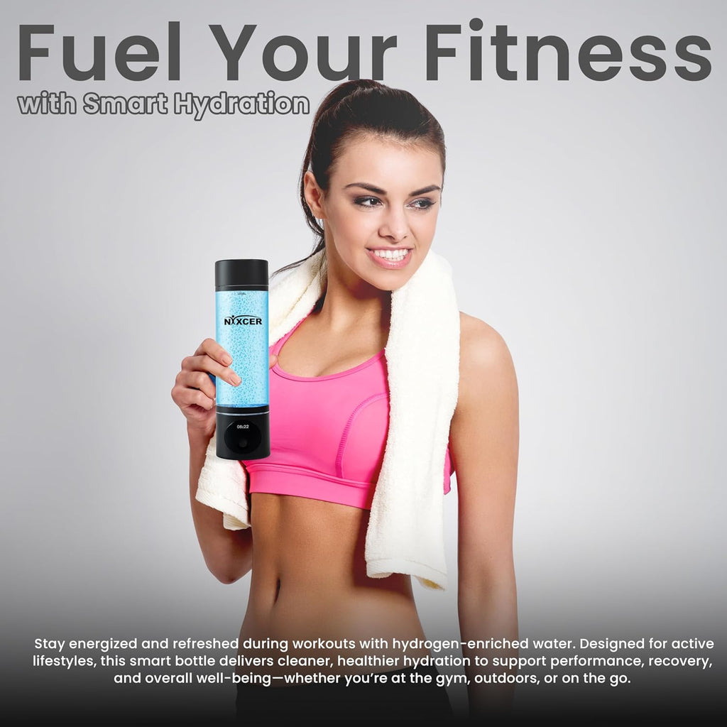 Hydrogen Pro Water Bottle – 8000PPB H2, SPE/PEM, OLED Display, Dual Mode (5/10 Min), USB-C Rechargeable – Portable Hydrogen Generator for Wellness, Recovery, Gym & Gift (Black)